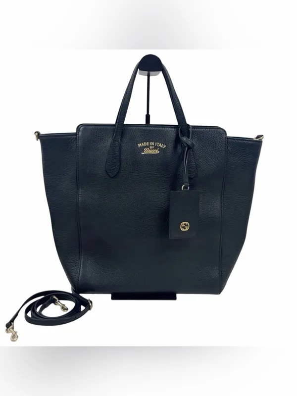 Gucci Swing Leather Tote with Detachable Strap 22179564 -black - Image 2