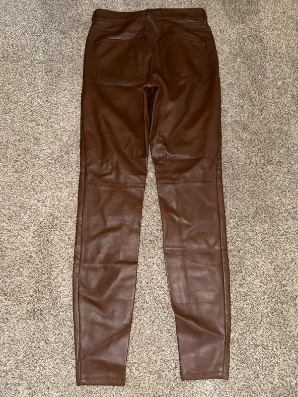 Free People Brown Faux Leather Pants, Size 26 - Image 3