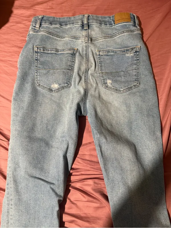 American Eagle Outfitters Light Blue Ripped Skinny Jeans - Image 4