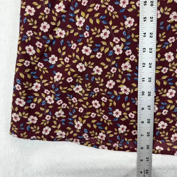 Good Luck Gem Floral A Line Skirt Button Accent Burgundy Midi Cottagecore Womens - Image 3