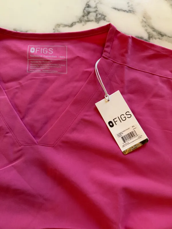 NWT FIGS Casma 3 Pocket Scrub Top 6XL Shocking Pink Technical Collection - Image 5