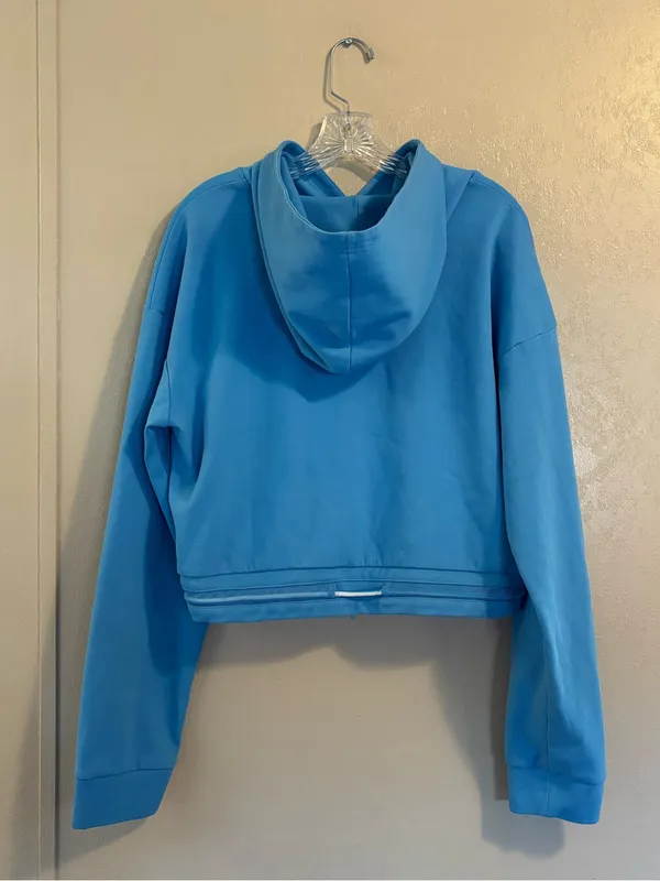 Zyia Active Cropped Drawstring Hoodie sz 2XL Blue - Image 2
