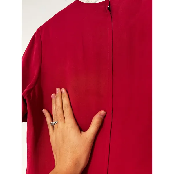 YL by Yair Magenta Pink 100% Silk 2-Piece Sheath Dress & Tie Front Jacket Set 6 - Image 6
