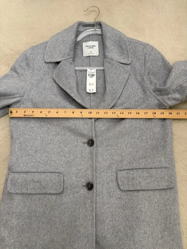 Abercrombie & Fitch Gray Heavy-weight Wool Blend Blazer Coat Size Medium NWT - Image 6
