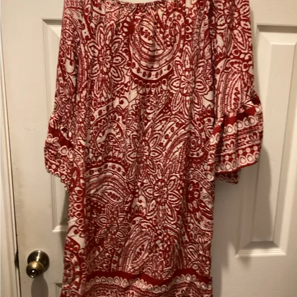 Umgee Red and White Floral Long Sleeve Dress - Image 4