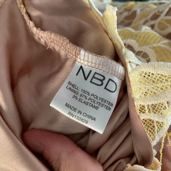 NBD Yellow Lace Mini Dress - Image 8