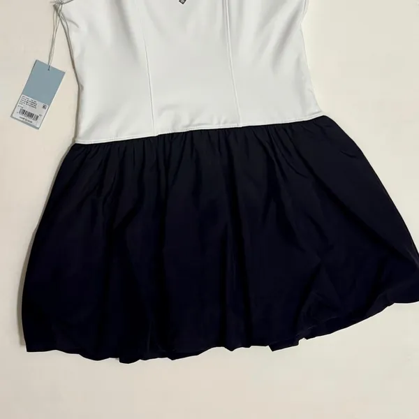 NWT!! ANTONIO MELANI Active Two Tone Bubble Hem Dress Mini Black White Large - Image 9