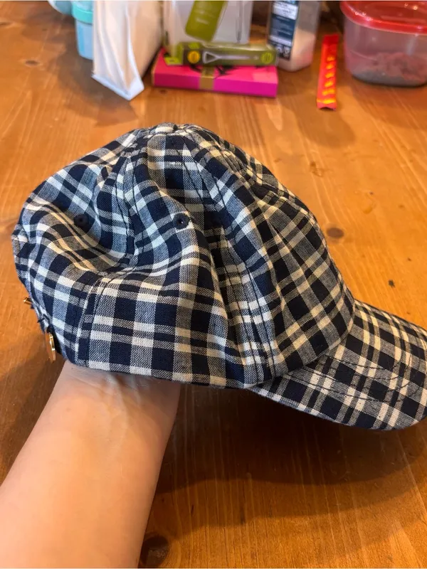 Draper James womens plaid adjustable baseball cap navy/white - Image 2