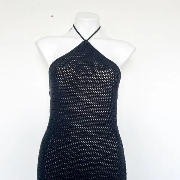 NEW Aqua Halter Crochet Dress MEDIUM - Image 8