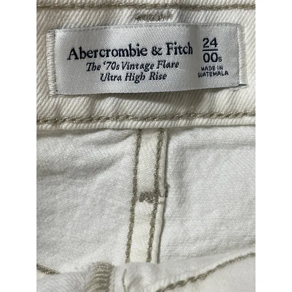 Abercrombie & Fitch The 70s Vintage Flare White High Rise Denim Jeans Size 24 - Image 4