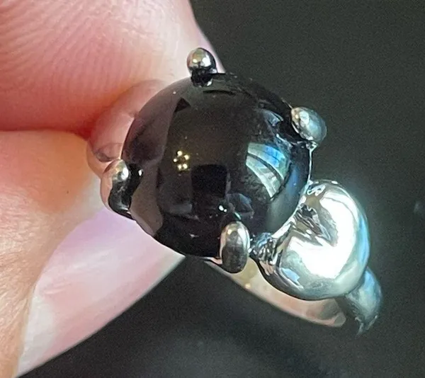 Black agate S925 silver ring size 7.75 - Image 4