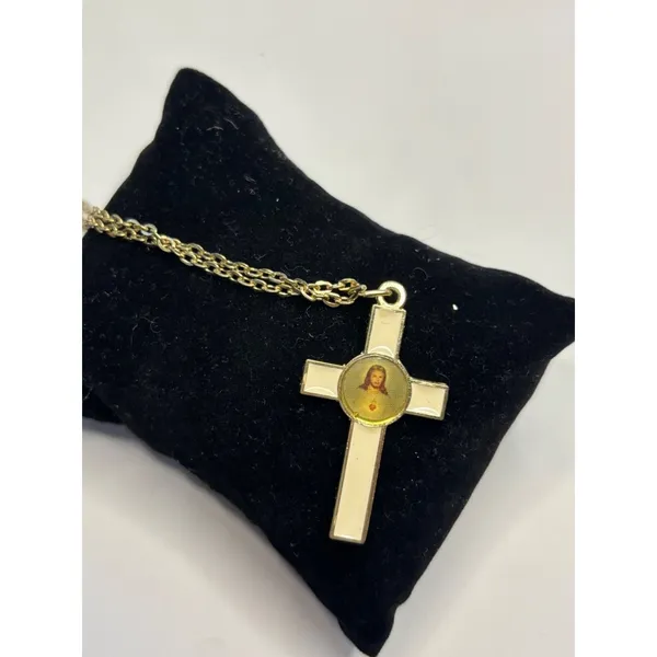 Vintage Gold-Tone Jesus Cross Pendant Necklace - Image 5