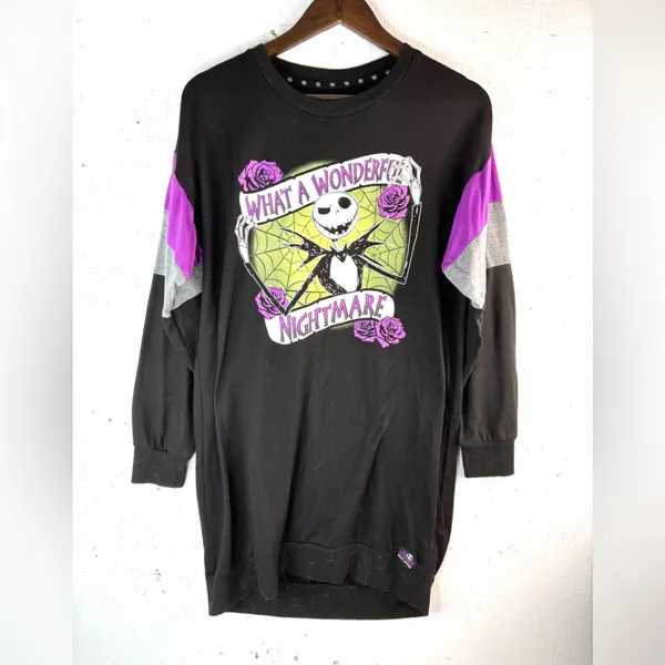 Nightmare Before Christmas M Black and Purple Long Sleeve Dress - Image 8