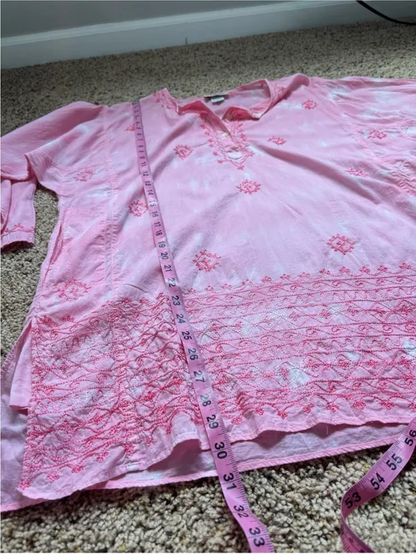 Peppermint Pink Embroidered V-Neck Cover Up - Image 8