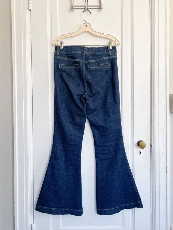 SPANX • Pintuck Flare Jeans pull on high rise bell bottom Raw Indigo dark wash - Image 14