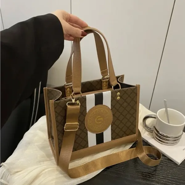 Monogram Stripe Tote Bag G Logo Medallion Top Handle Crossbody Shoulder Bag NIP - Image 13