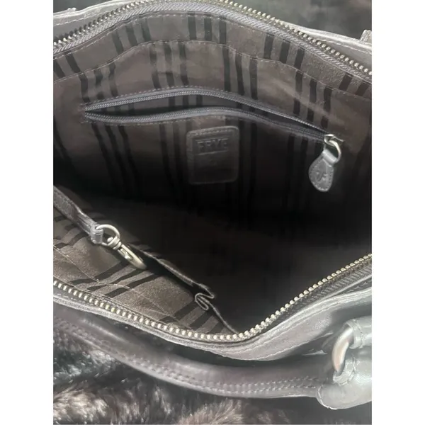 Frye Melissa Double Handle Leather Satchel Women's purse bag smoky grey - Image 5