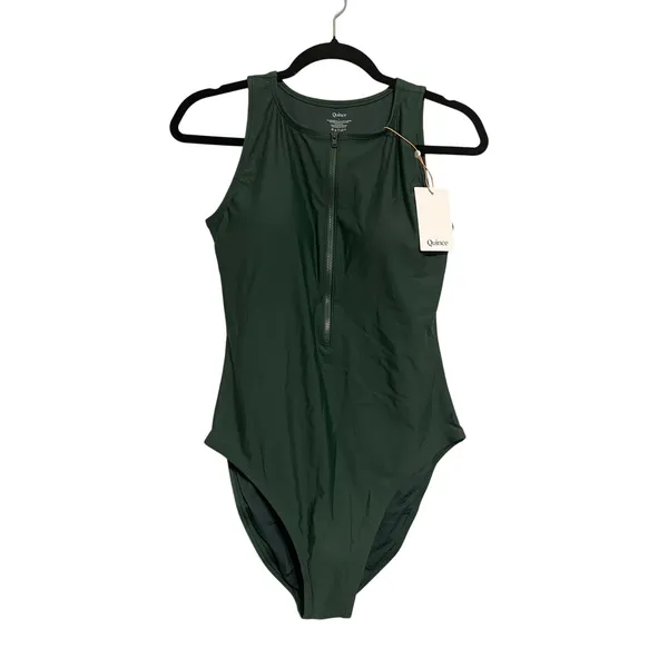 Quince Italian Zip-Front One-Piece Swimsuit in Palm Green Size XS NWT! - Image 3