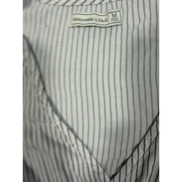 Abercrombie & Fitch Top Womens Medium White Blue Stripe Smocked Wrap Crop - Image 9