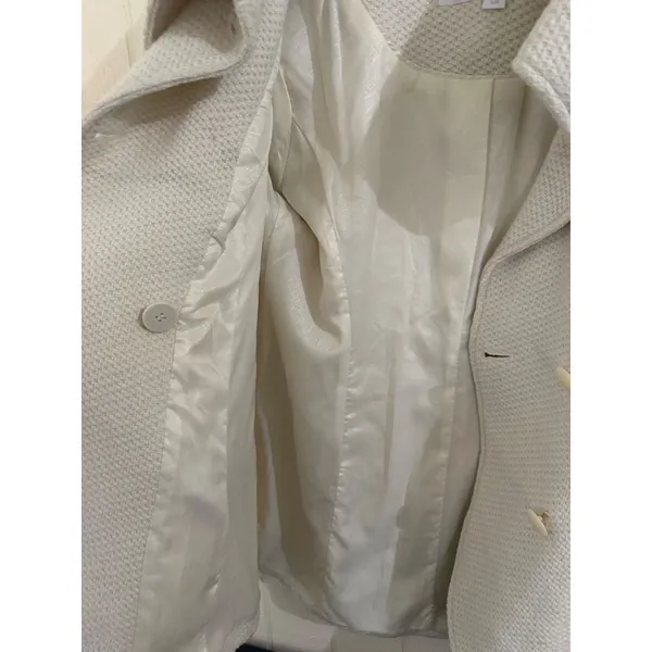 Jessica Simpson Ivory Wool Blend Double Breasted Pea Coat Large Statement Collar - Image 6