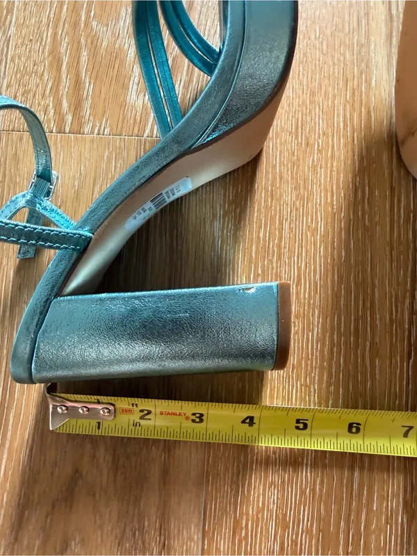 Primark Metallic Teal Strappy Platform Heels - Image 7