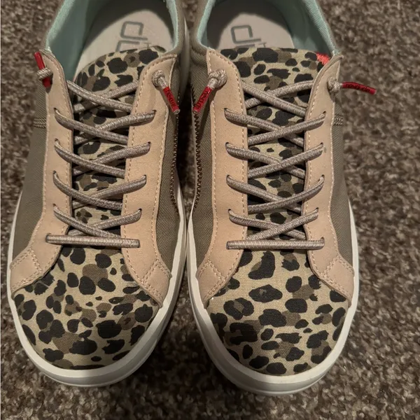 Hey Dude Women's Leopard Canvas Sneakers in Beige and Black - Image 2