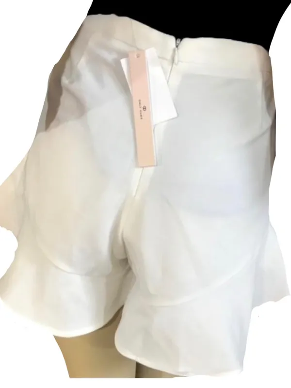 Aqua White Ruffle Accent High Waist Shorts Nwt (M) - Image 3