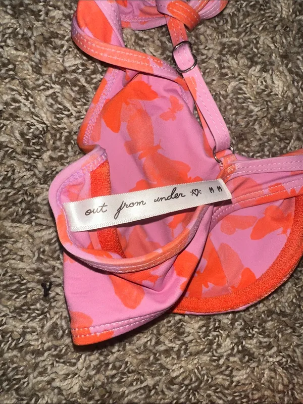 Urban Outfitters Pink and Orange Two-Piece Bikini Set‎ - Tropical Print Top - Image 7