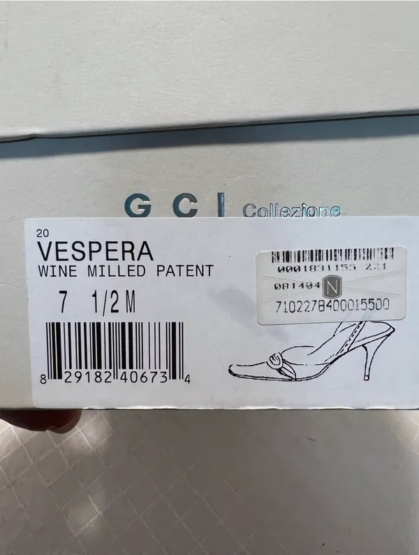 GCI Collezione Vespera Wine Milled Patent Leather sling back heels. Size 7.5 - Image 10