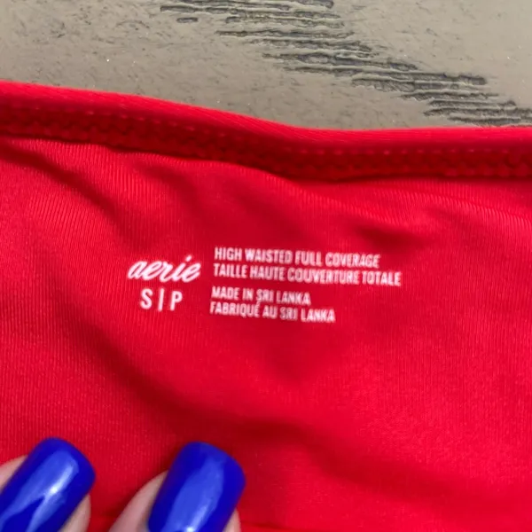 NWT Aerie small cherry red full coverage high waisted bikini bottom - Image 4