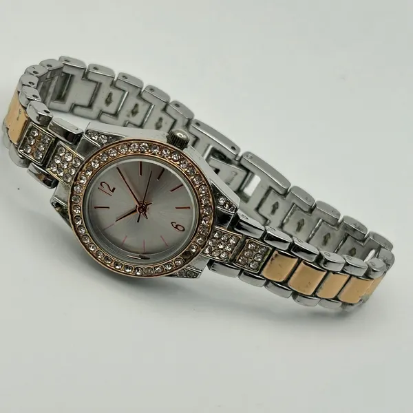Women’s Two-tone Silver and Rose-gold Crystal Accented Analog Watch Working - Image 4