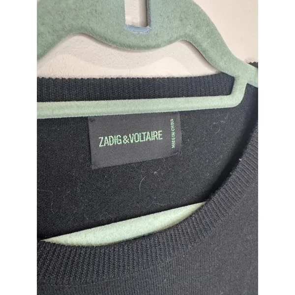 Zadig & Voltaire Miss Bis Embellished Cashmere Sweater Black sz M - Image 4
