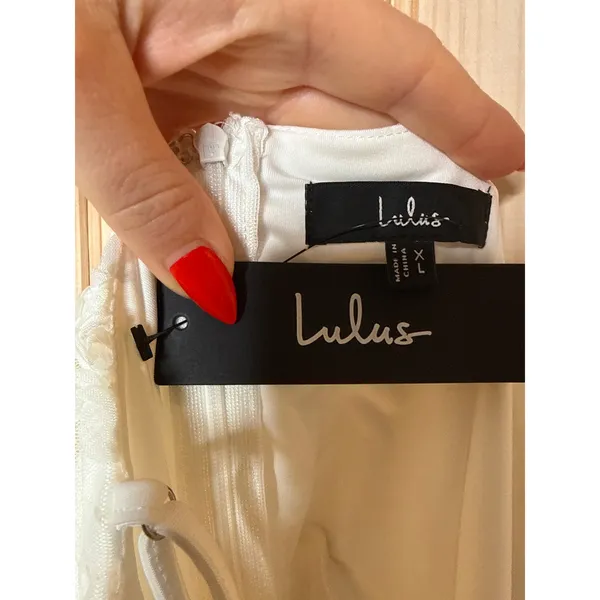 NWT Lulus Delightful Charisma White Embroidered Sequin Mesh Dress Wedding Sz XL - Image 12