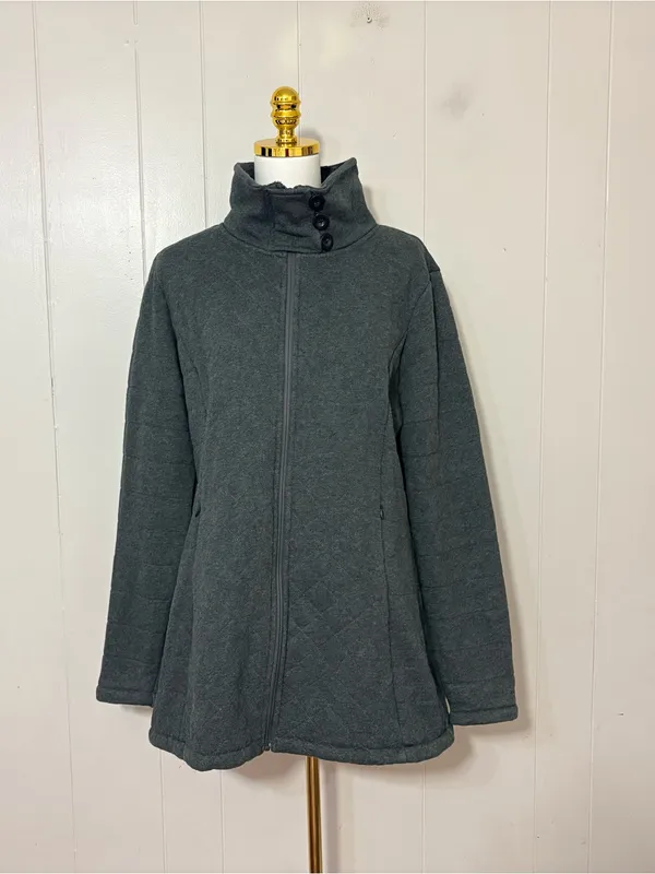 The North Face Caroluna Quilted Fleece Lined Coat Dark Gray XL - Image 2