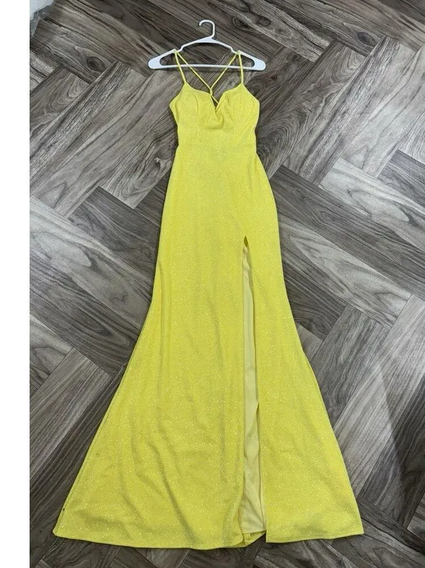City Triangles Juniors Yellow Spaghetti Strap Formal Body Con Dress 1 - Image 6