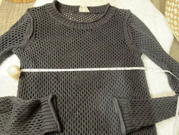 Black Aritzia Wilfred Free Black Open Knit Sweater - Image 2