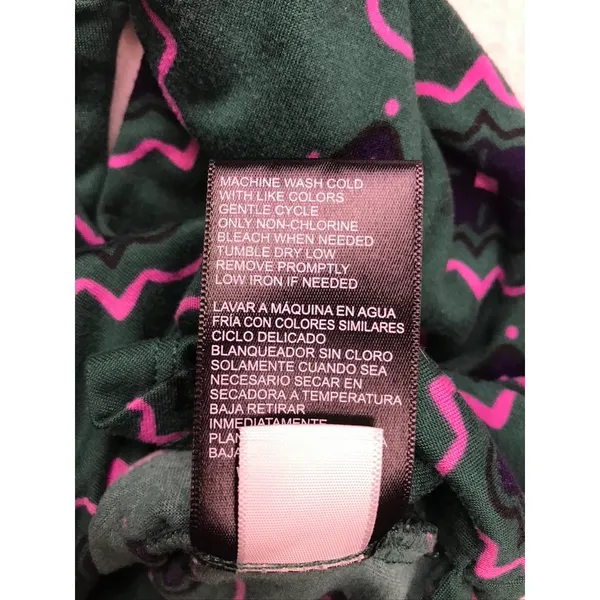 Room Service Pajama Set Women Small Green Pink Geometric Long Sleeve‎ - Image 6