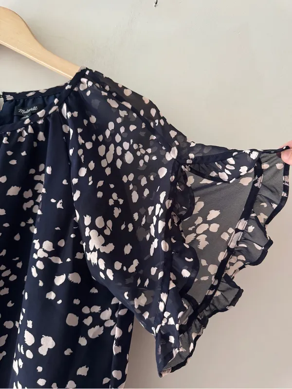 Madewell Memento Short Ruffle Sleeve Drifting Petals Top Style M1731 - Image 3