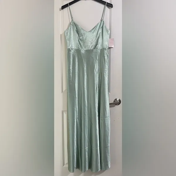 NWT Birdy Grey Jay Shiny Satin Dress In Sage Size XL - Image 7