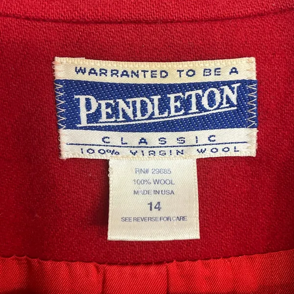 Pendleton Vintage Red Virgin Wool Fully Lined USA Classic Sports Coat Blazer 14 - Image 10