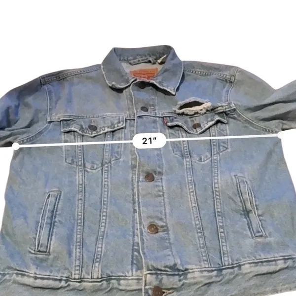 Levi's Trucker Jacket Womens Large Light Wash Distressed Denim 29944-0164 - Image 6