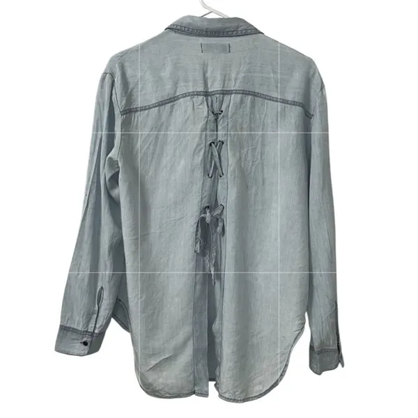 Knox Rose Blue Denim Button Down Denim Shirt(Size Small) - Image 4