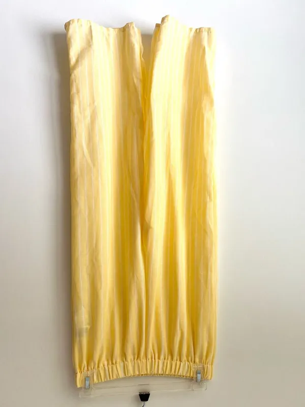 Butter Yellow 2 Piece Set White Stripes Flowy Pant Cropped Tank Top Travel Beach - Image 5