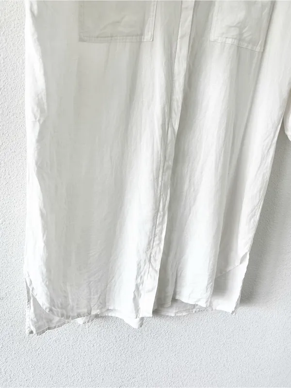 YFB White Linen Blend Oversized Button Up Tunic Shirt Dress - Image 5