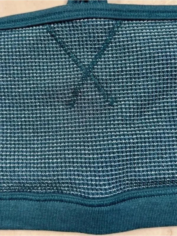 PINK VICTORIA’S SECRET Cotton Dorm Shine Green Waffle Knit Bralette Boyshorts L - Image 7