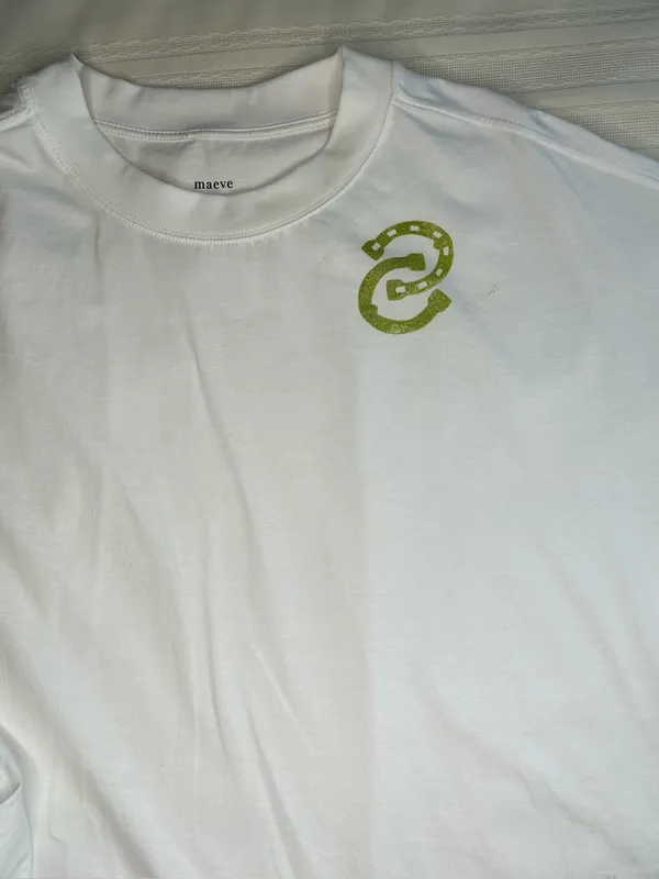 Maeve White Boxy Crop Tee with Lime Green Emblem 100% Cotton - Image 13