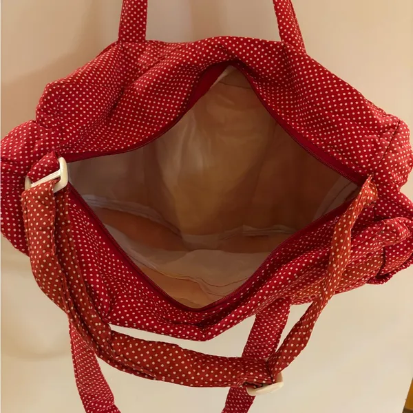 Handmade Red Polka Dot Women's Bag with Bunny Design.Has a plastic lining to protect.NWOT - Image 4