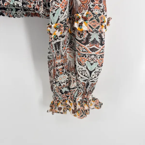 Anthropologie Paisley Smocked Waist Ruffle‎ Blouse Medium OB1487981 Multicolor - Image 5