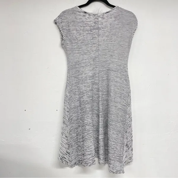 Max Studio Black & White Striped Short Sleeve Ruched Mini Dress Womens S Artsy - Image 10