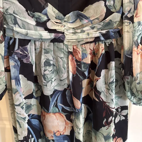 Promesa Blooming Belle Small Floral Chiffon Babydoll Mini Dress Midnight‎ NWT - Image 4